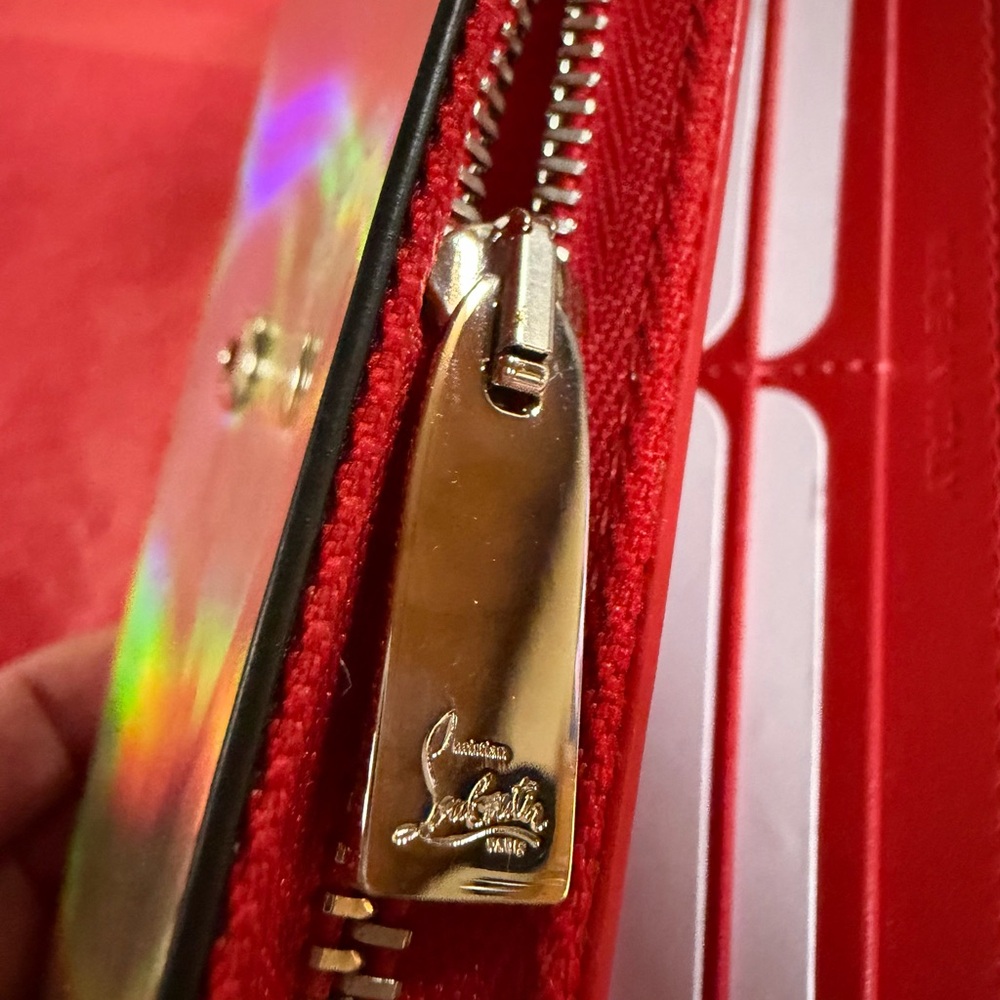 CHRISTIAN LOUBOUTIN SILVER HOLOGRAPHIC BOUDOIR STUDDED BAG WITH COA - Picture 8 of 15